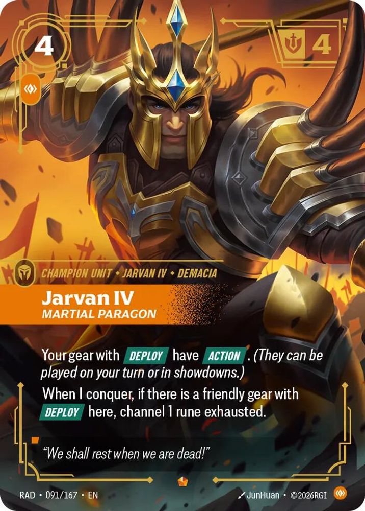 Jarvan IV, Martial Paragon 091/167 Epic Radiance Riftbound Foil NM