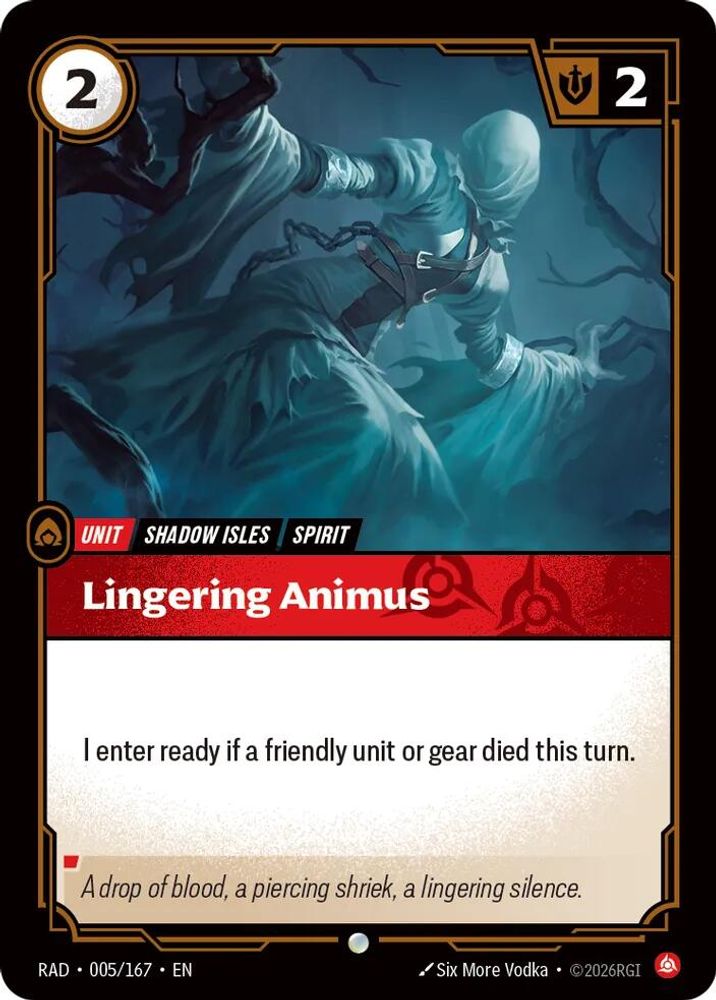 Lingering Animus 005/167 Common Radiance Riftbound Foil NM