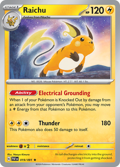 Raichu 019/091 Rare Paldean Fates Holo
