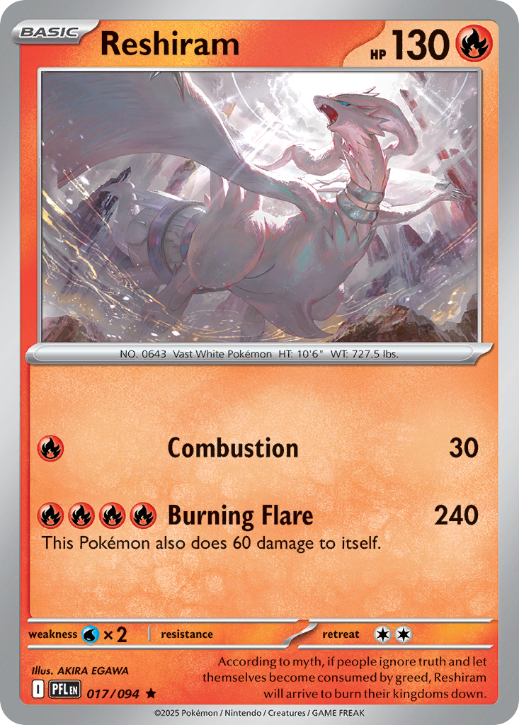 Reshiram 017/094 Rare Phantasmal Flames Holo