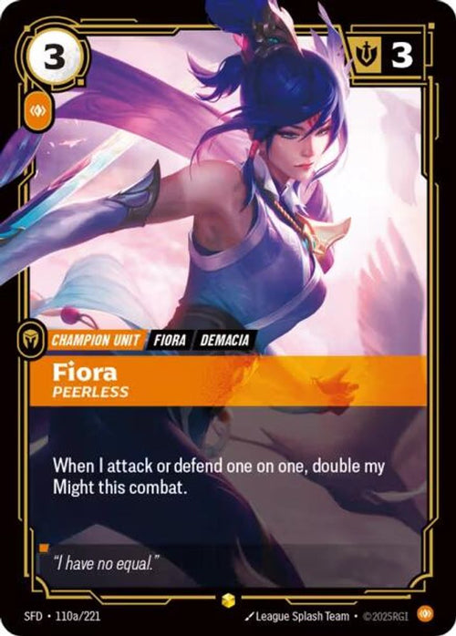 Fiora - Peerless (Alternate Art) 110A/221 Spiritforged Riftbound Foil NM