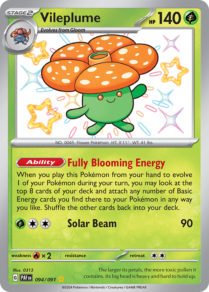 Vileplume 094/091 Shiny Rare Paldean Fates Holo