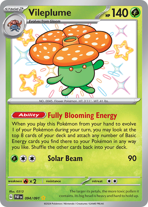 Vileplume 094/091 Shiny Rare Paldean Fates Holo