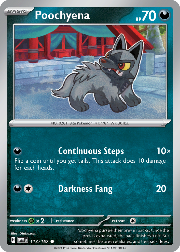 Poochyena 113/167 Common Twilight Masquerade Reverse Holo
