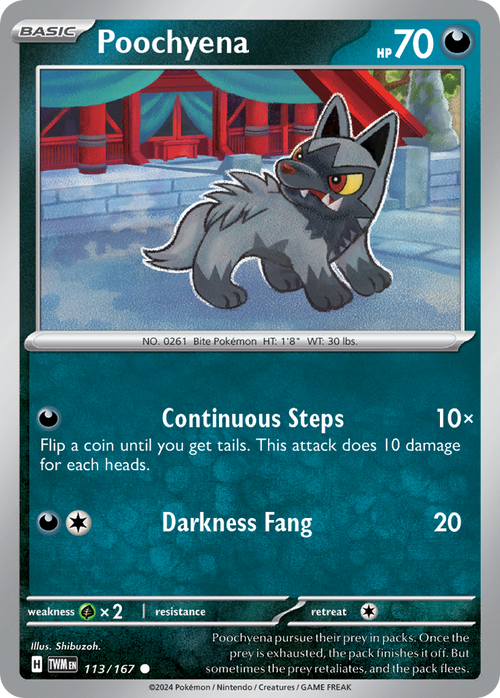 Poochyena 113/167 Common Twilight Masquerade Reverse Holo