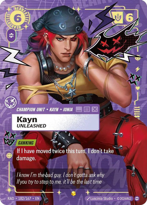 Kayn, Unleashed (Overnumbered) 182/167 Showcase Radiance Riftbound Foil NM