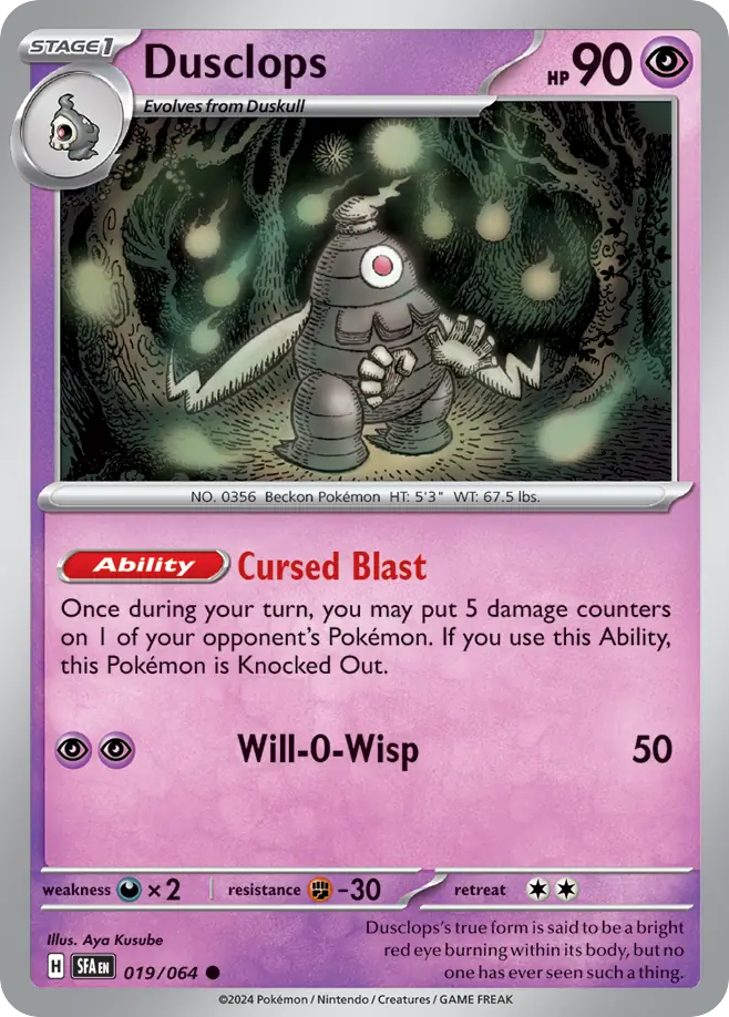 Dusclops 019/064 Common Shrouded Fable Pokemon NM
