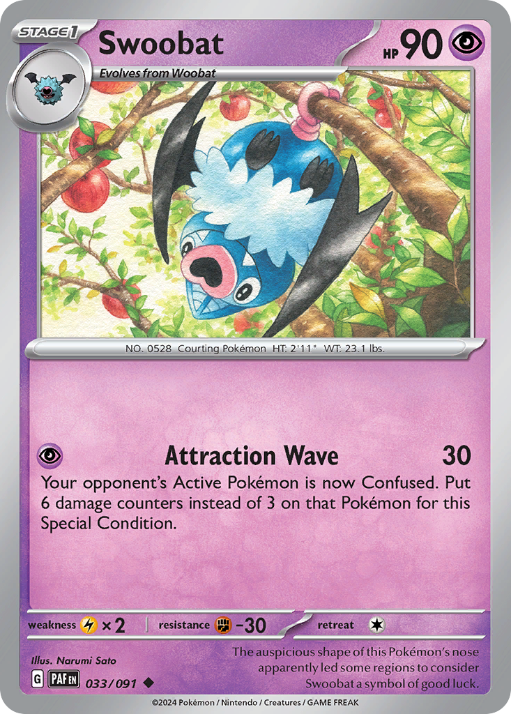 Swoobat 033/091 Uncommon Paldean Fates