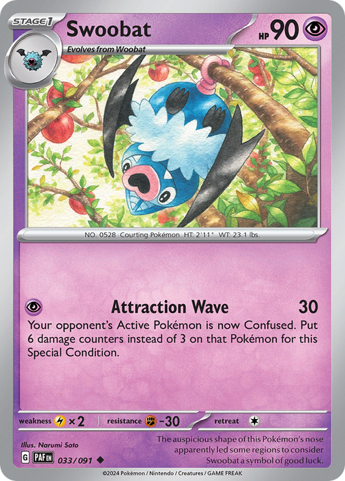 Swoobat 033/091 Uncommon Paldean Fates