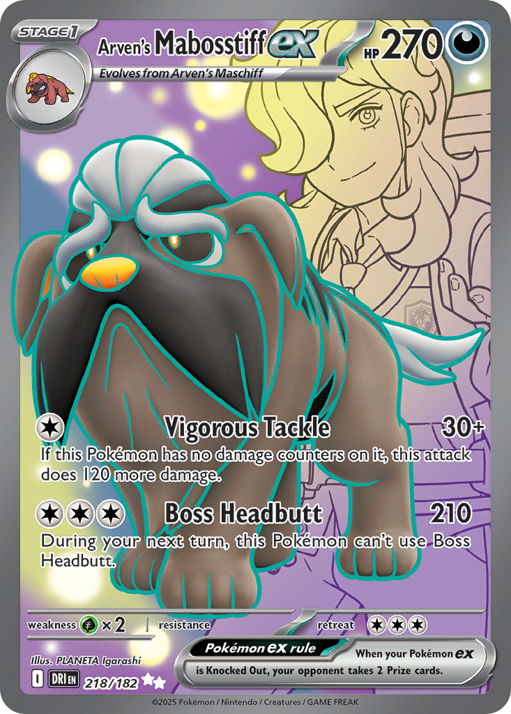Arven's Mabosstiff ex 218/182 Ultra Rare Destined Rivals Holo