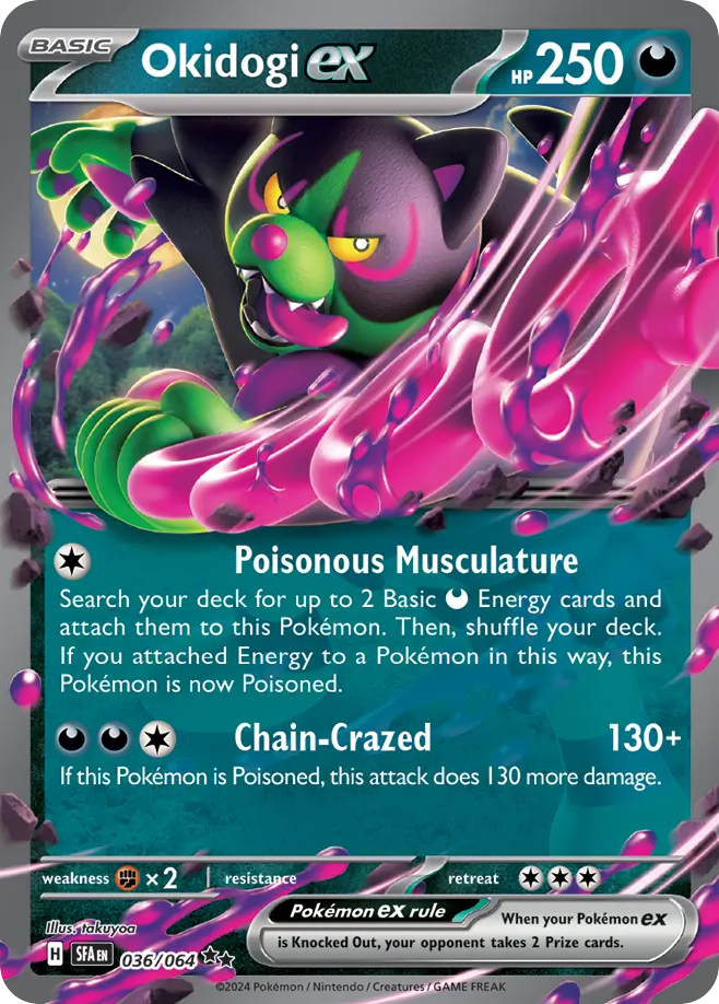 Okidogi ex 036/064 Double Rare Shrouded Fable Pokemon Holo NM