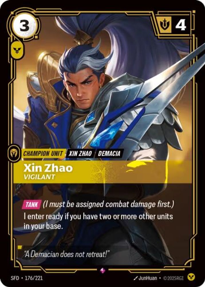 Xin Zhao - Vigilant 176/221 Rare Spiritforged Foil