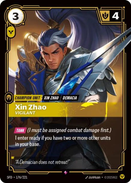 Xin Zhao - Vigilant 176/221 Rare Spiritforged Foil