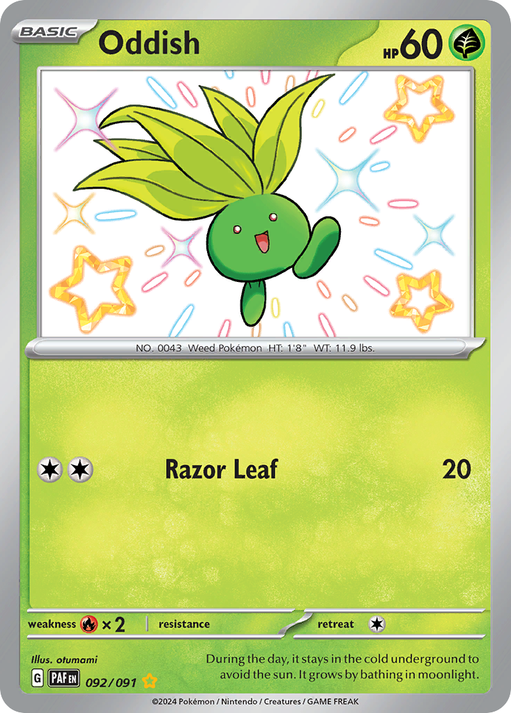 Oddish 092/091 Shiny Rare Paldean Fates Holo