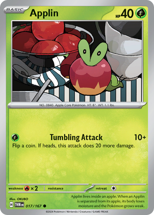 Applin 017/167 Common Twilight Masquerade Reverse Holo