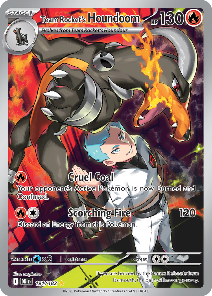 Team Rocket's Houndoom 191/182 Illustration Rare Destined Rivals Pokemon Holo NM