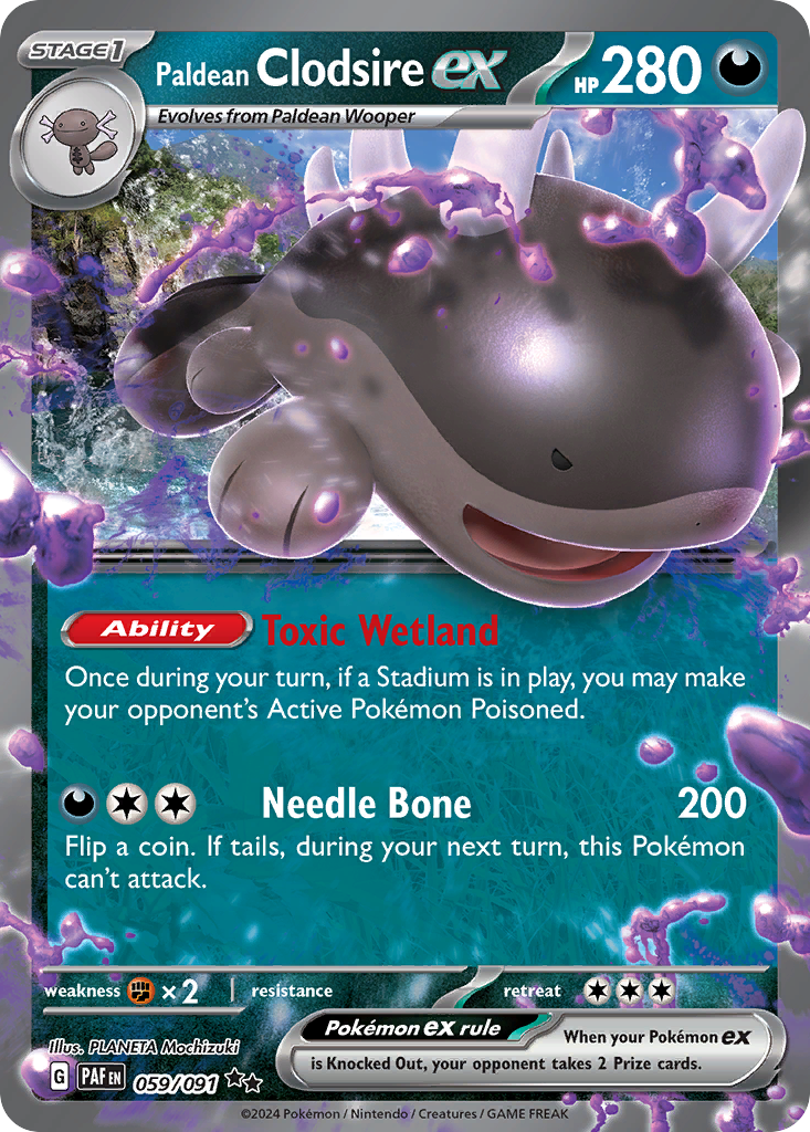 Paldean Clodsire ex 059/091 Double Rare Paldean Fates Holo