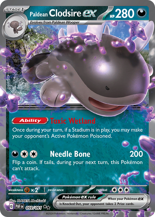 Paldean Clodsire ex 059/091 Double Rare Paldean Fates Holo