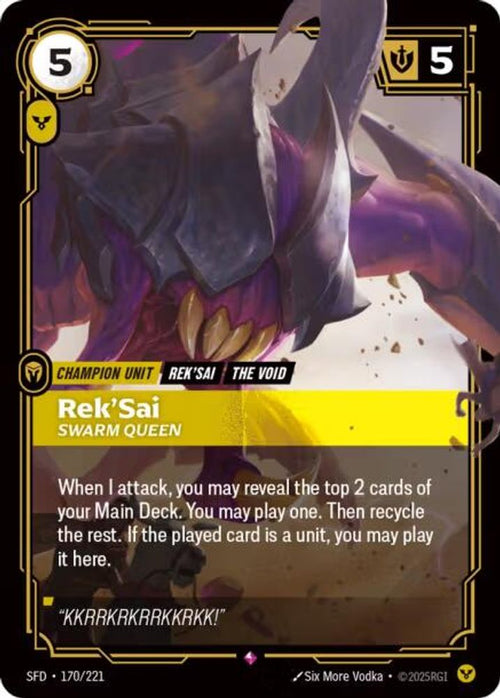 Rek'Sai - Swarm Queen 170/221 Rare Spiritforged Foil