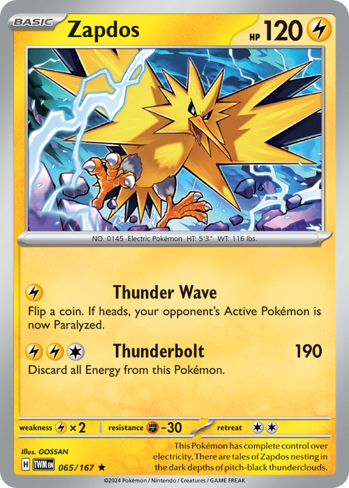 Zapdos 065/167 Rare Twilight Masquerade Reverse Holo