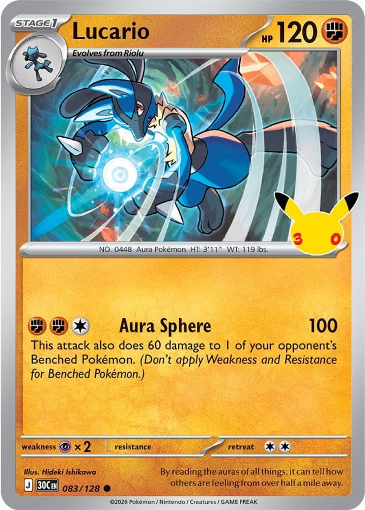 Lucario 083/128 Common ME: 30th Celebration Holo
