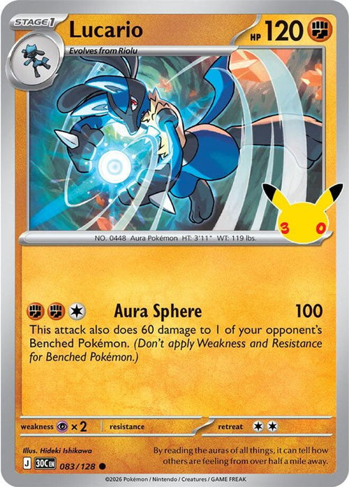 Lucario 083/128 Common ME: 30th Celebration Holo