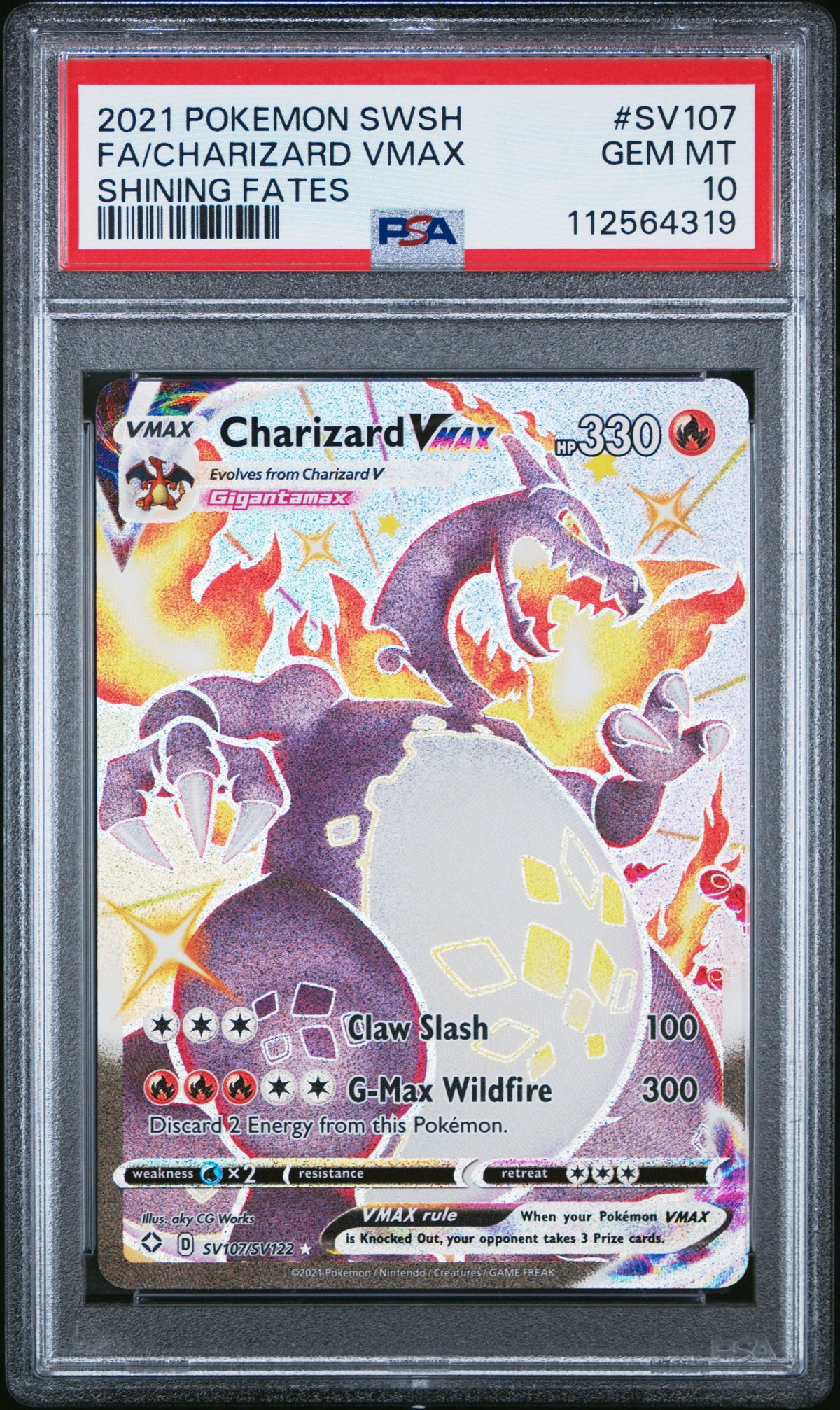 Charizard Vmax SV107/072 Shining Fates Pokemon PSA 10 Gem Mint