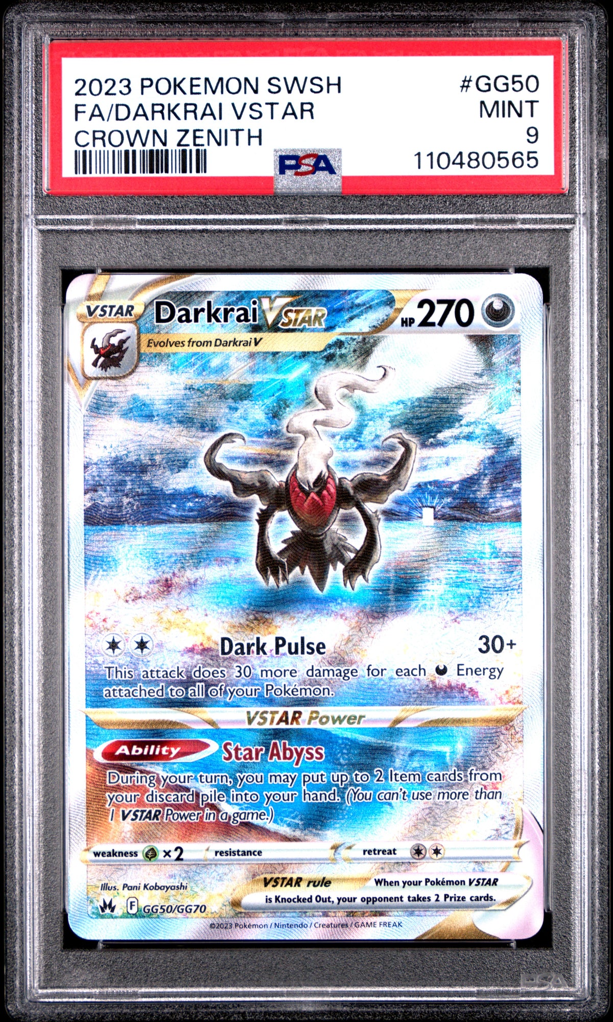 Darkrai Vstar GG50/GG70 Sword Shield Crown Zenith Pokemon PSA 9 Mint