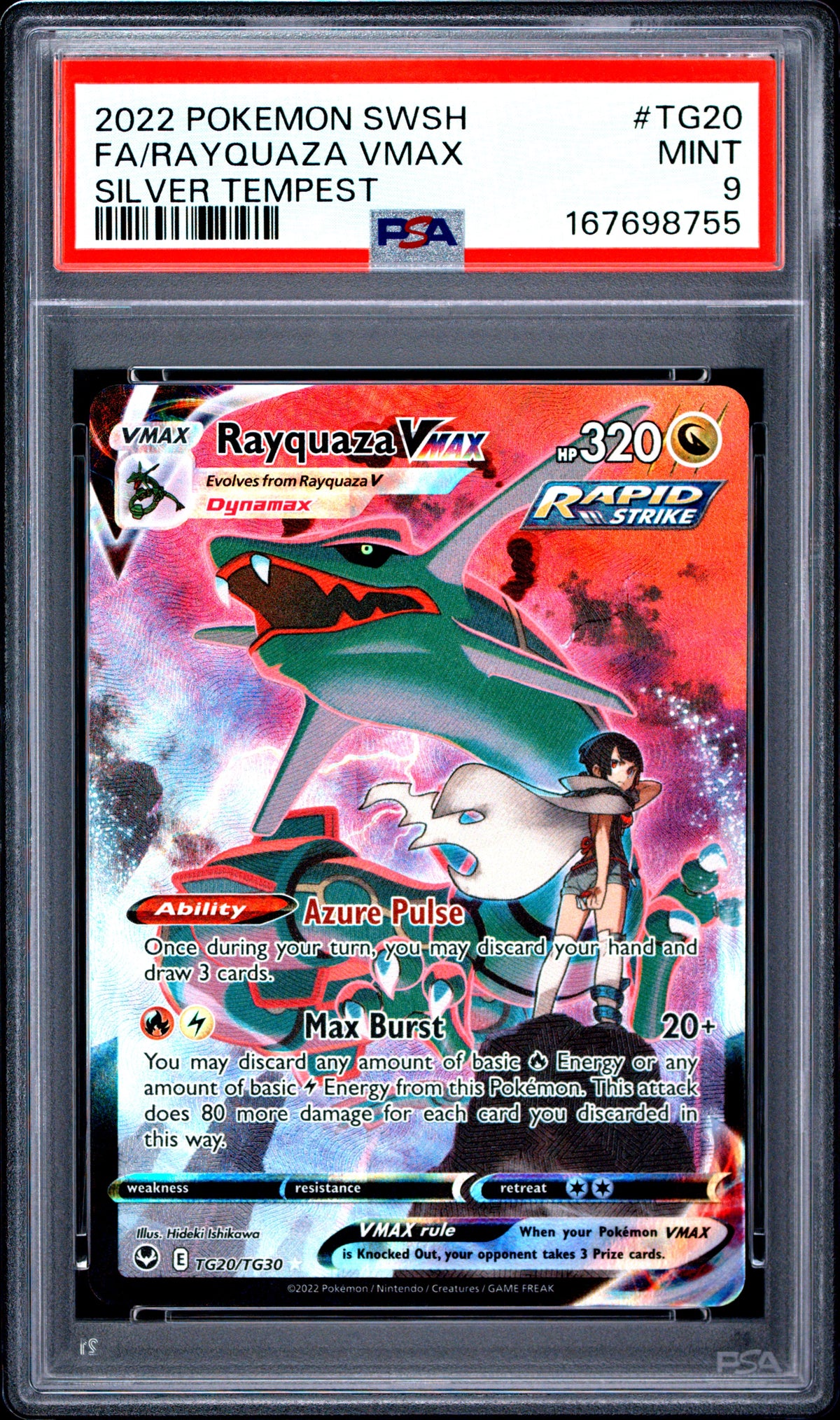 Rayquaza Vmax TG20/TG30 Silver Tempest Pokemon PSA 9 Mint