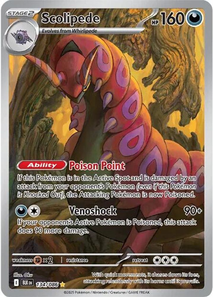 Scolipede 134/086 Holo Illustration Rare Black Bolt Pokemon NM