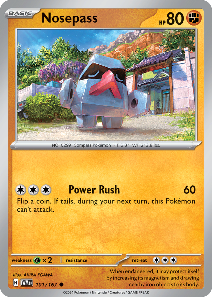Nosepass 101/167 Common Twilight Masquerade Reverse Holo