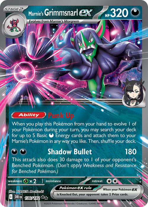 Marnie's Grimmsnarl ex 136/182 Double Rare Destined Rivals Holo