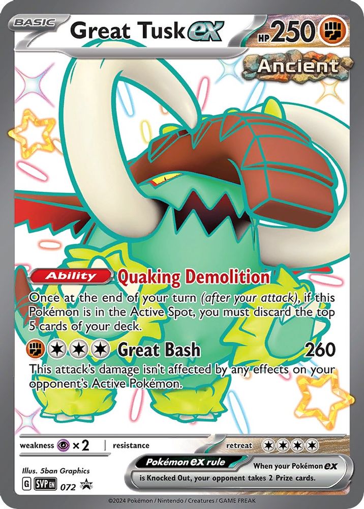 Great Tusk ex 072 Holo Promo Scarlet & Violet Promo