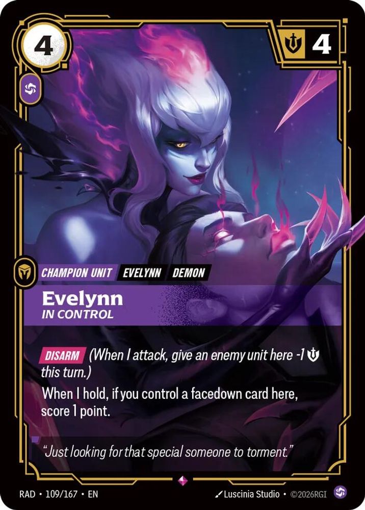 Evelynn, In Control 109/167 Rare Radiance Riftbound Foil NM