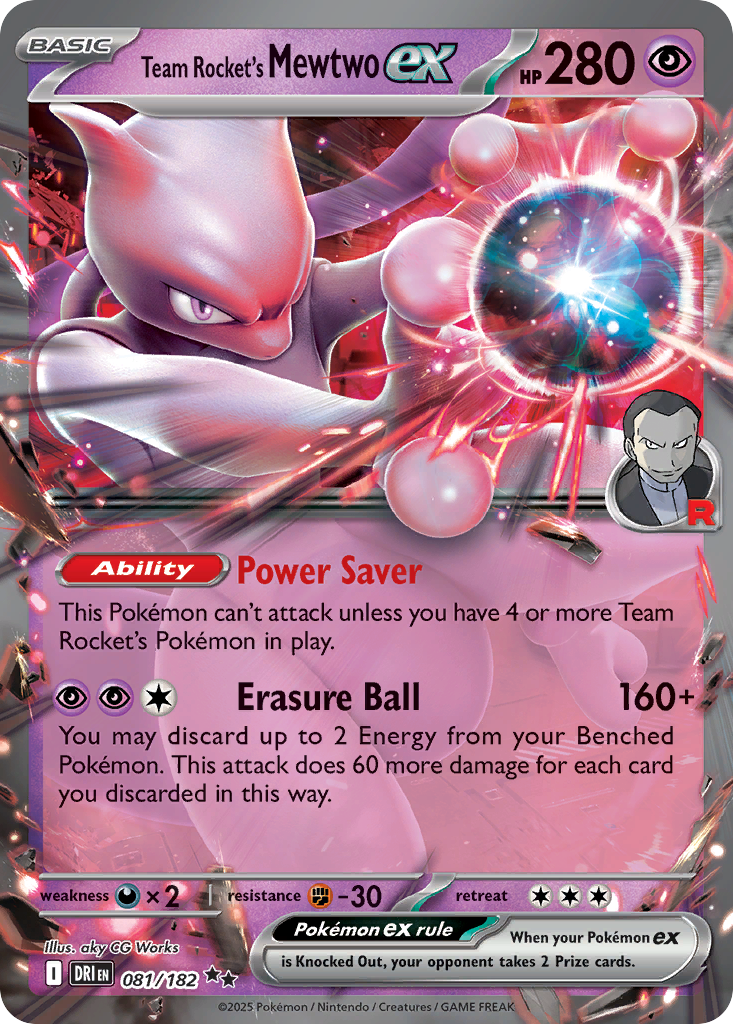 Team Rocket's Mewtwo ex 081/182 Double Rare Destined Rivals Holo