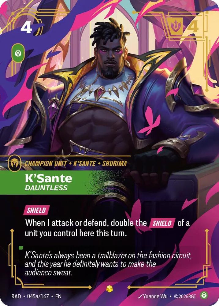 K'Sante, Dauntless (Alternate Art) 045A/167 Showcase Radiance Riftbound Foil NM