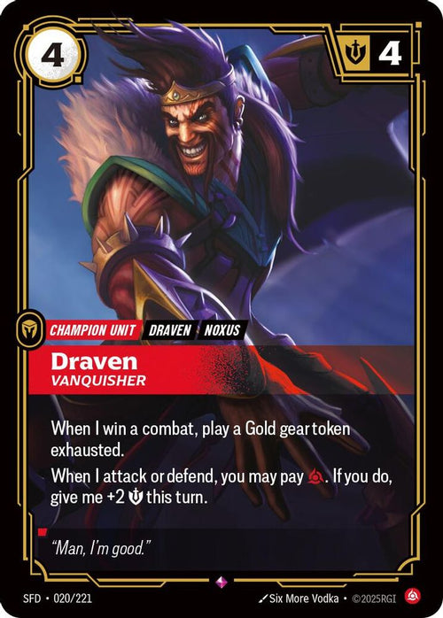 Draven - Vanquisher 020/221 Rare Spiritforged Foil