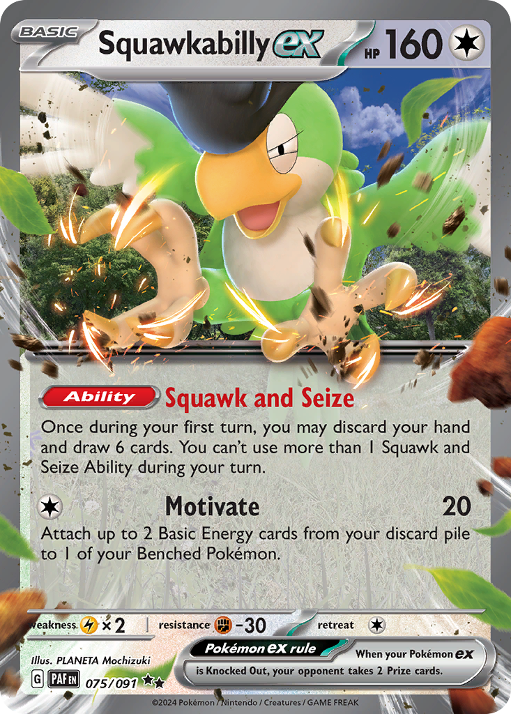 Squawkabilly ex 075/091 Double Rare Paldean Fates Holo