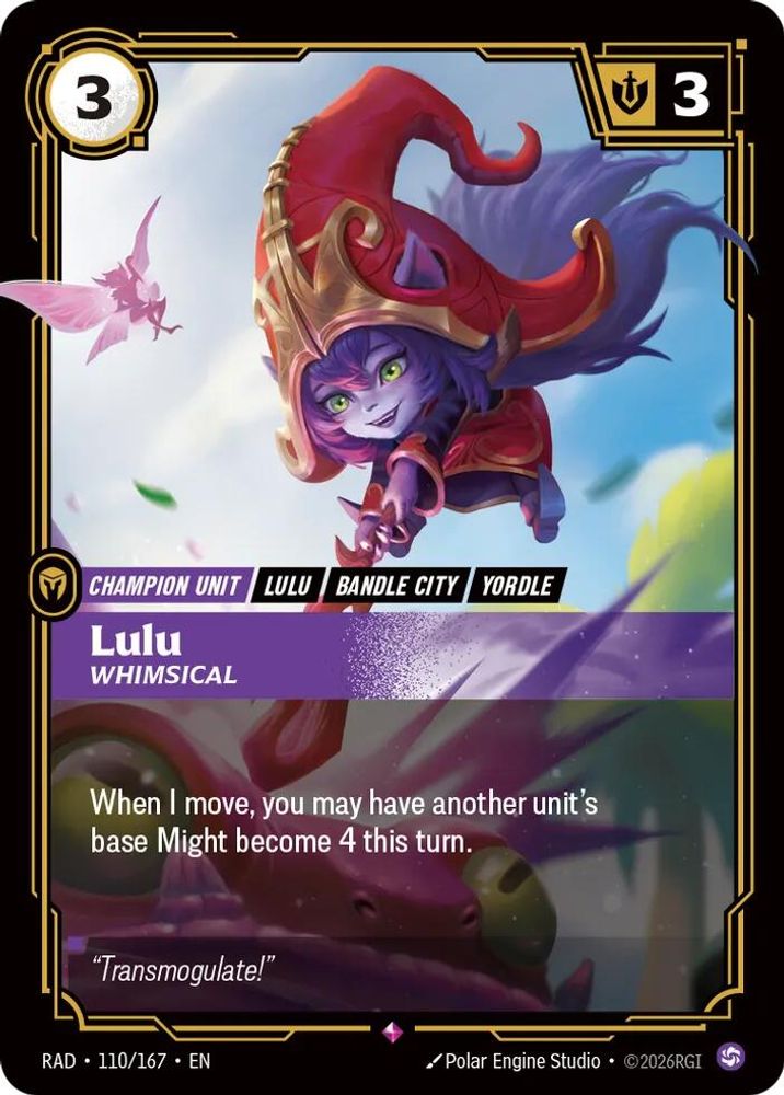 Lulu, Whimsical 110/167 Rare Radiance Riftbound Foil NM