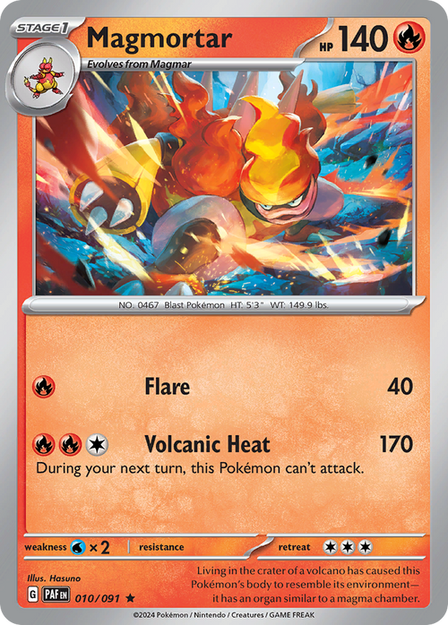 Magmortar 010/091 Rare Paldean Fates Pokemon Holo NM