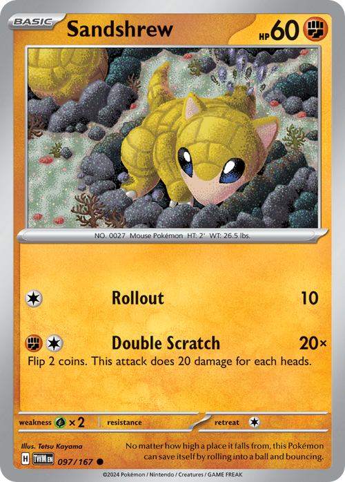 Sandshrew 097/167 Common Twilight Masquerade Reverse Holo