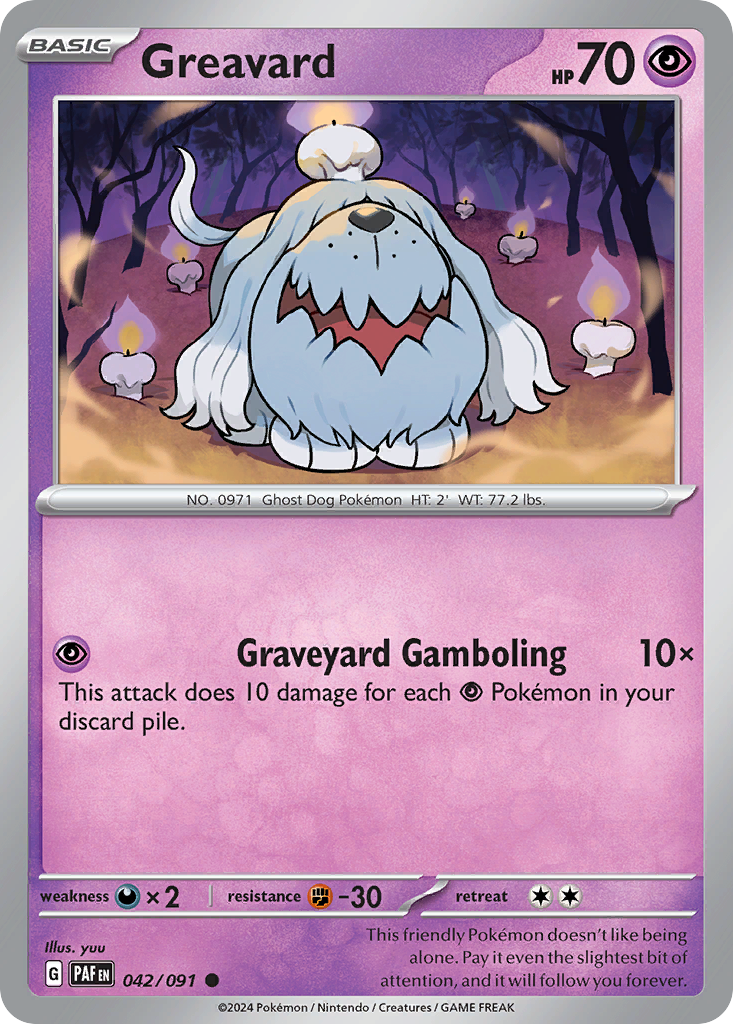 Greavard 042/091 Common Paldean Fates Pokemon NM
