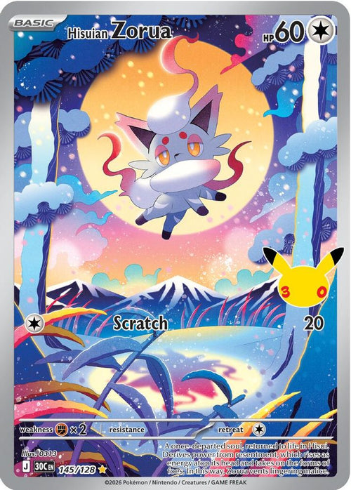 Hisuian Zorua 145/128 Holo Illustration Rare ME: 30th Celebration