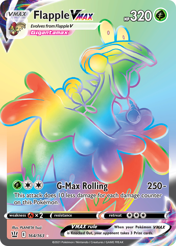 Flapple VMAX 164/163 Rainbow Rare Battle Styles Pokemon Holo NM