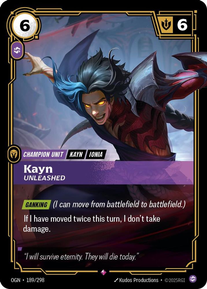 Kayn - Unleashed 189/298 Rare Origins Foil
