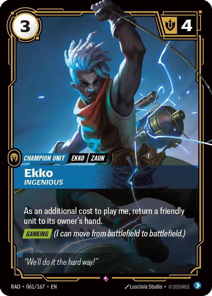 Ekko, Ingenious 061/167 Rare Radiance Riftbound Foil NM