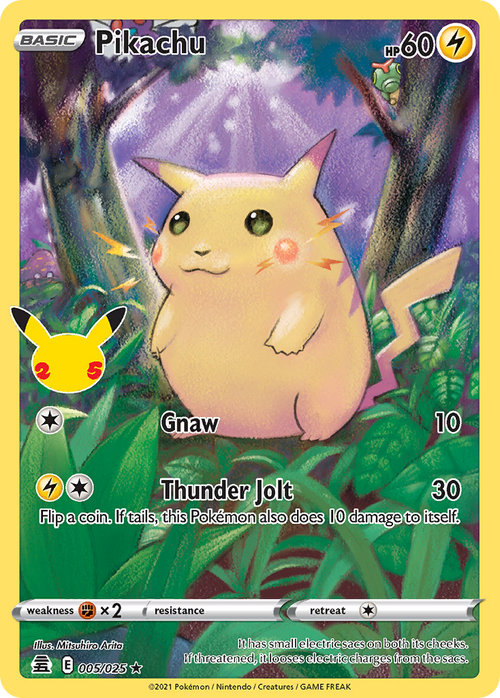 Pikachu 005/025 Holo Rare Celebrations Pokemon NM