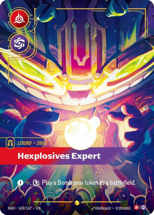 Ziggs, Hexplosives Expert (Overnumbered) 169/167 Radiance Riftbound Foil NM