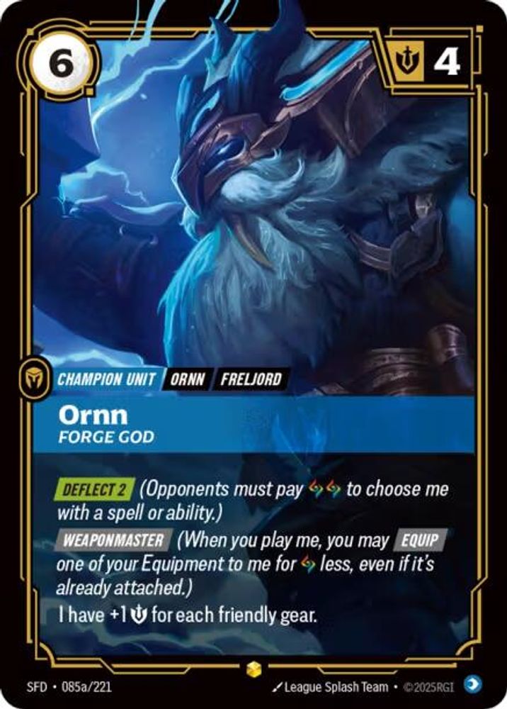 Ornn - Forge God (Alternate Art) 085A/221 Spiritforged Riftbound Foil NM
