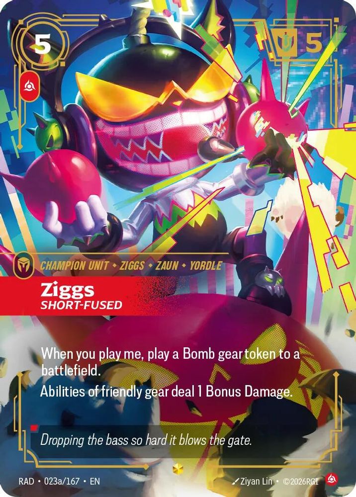 Ziggs, Short-Fused (Alternate Art) 023A/167 Showcase Radiance Riftbound Foil NM